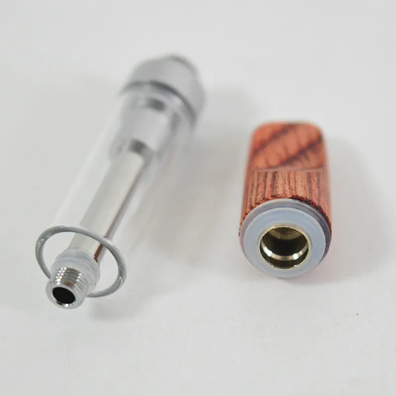 Cartouche en bois 0,5 ml 0,8 ml 1,0 ml Cartouches 510 Atomiseur en céramique à filetage Trous d'huile de 2,0 mm d'épaisseur Chariots à pointe en bois Réservoir de stylo vape jetable vide