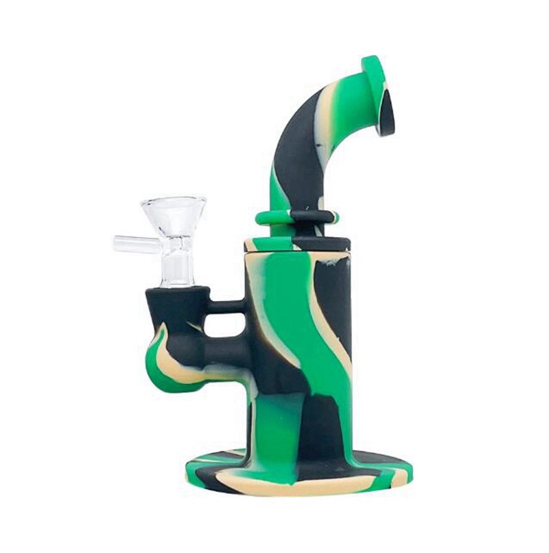 New Smoking Colorful Silicone Narghilè Bong Tubi Kit Maniglia portatile Stile Bubbler Herb Tabacco Filtro in vetro Imbuto Cucchiaio Maschio Ciotola Waterpipe Bocchino