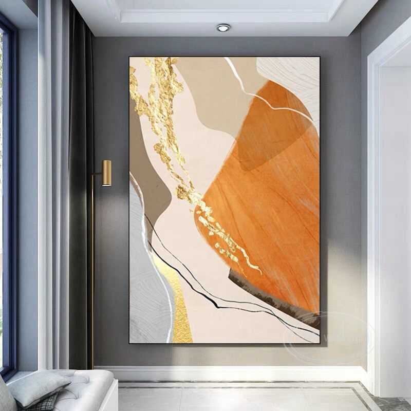 ノルディックウォールアートの装飾油絵モダンアブストラクトイメージ高品質ホームハンギングポスターハンドメイドキャンバス壁画パーローポーチL230620