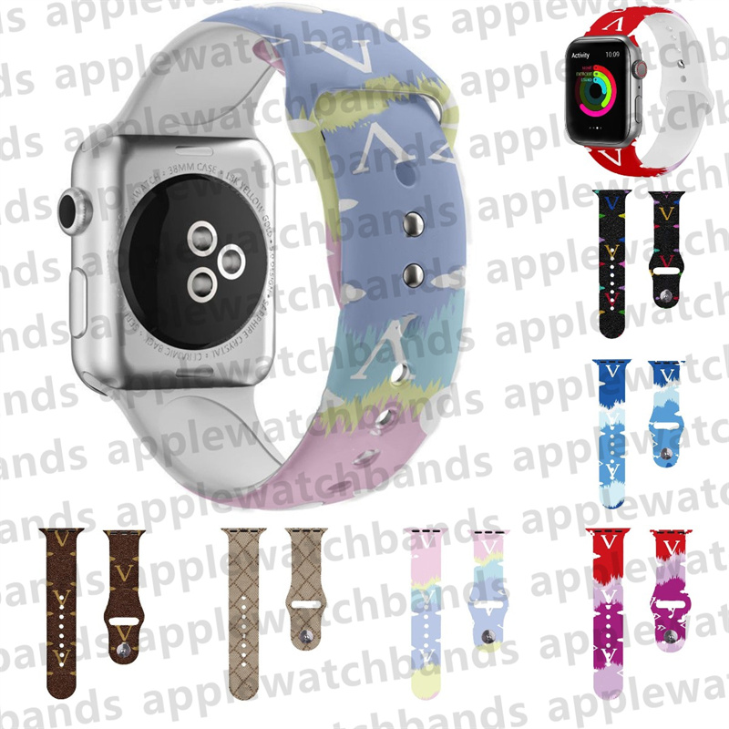 Designer Apple Watch Band Bracelet de montre pour Apple Watch série 8 7 3 4 5 6 ultra 38mm 42mm 44mm 49mm iwatch Bands Luxury Sports silicone Color Printing Rivet ap Smart Straps