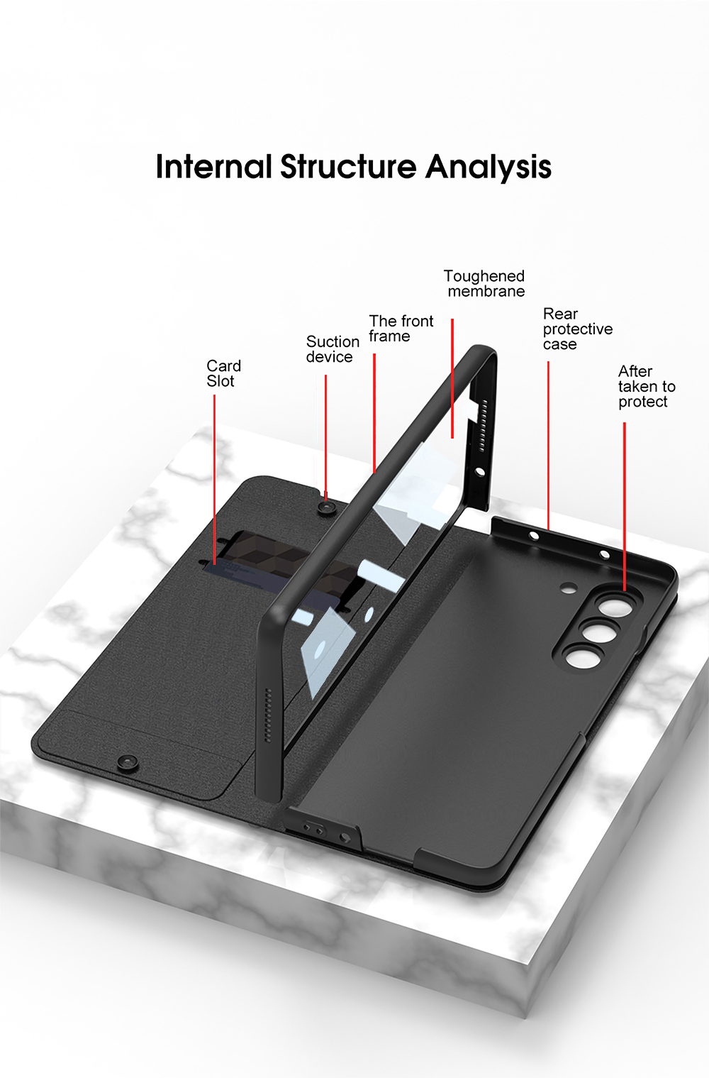 Portfel skóra do Samsung Galaxy Z Fold 5 Flip Book Pen Pen Slot Wspornik ochronny