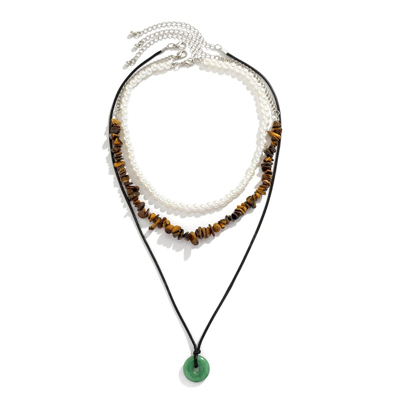 Vintage chiński styl Peace Burzacz Naszyjnik dla kobiet imitacja Pearl Nieregularny zmiażdżony kamienny łańcuch biżuterii Prezenty