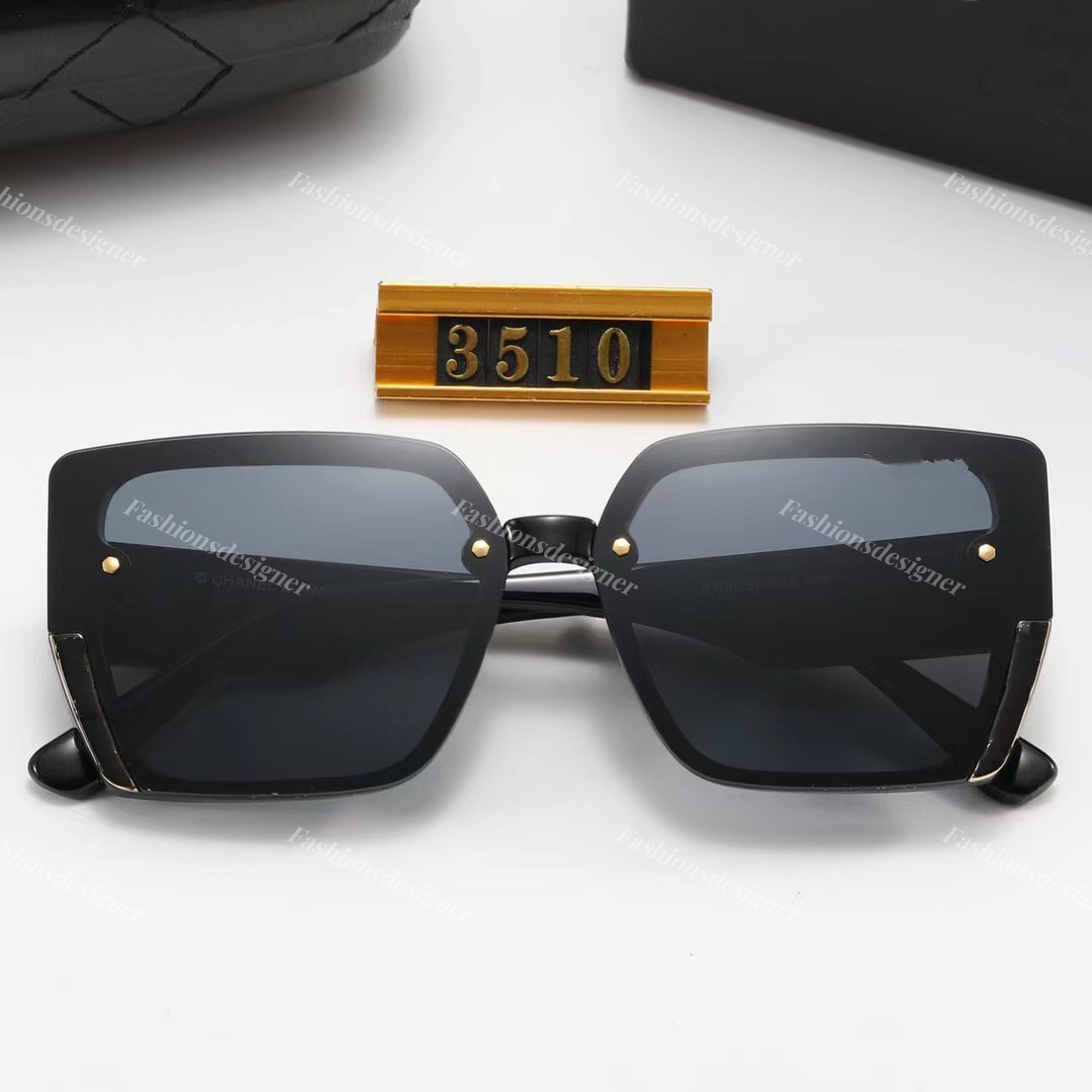 Sechseckige Sonnenbrille für Damen, Designer-Sonnenbrille, Lünetten, goldene Buchstaben, trendige Sonnenbrille, luxuriöse, klassische Outdoor-Strand-Radsport-Mode-Sonnenbrille mit Etui 3510