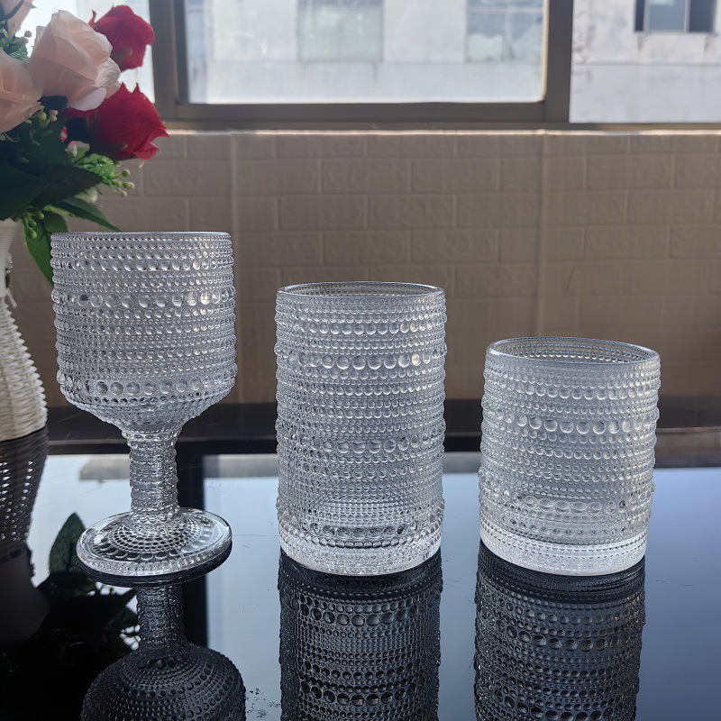 Hobnail drinkglazen helder dik modern keukenglaswerk set unieke vintage bubbelcocktails of moderne bar