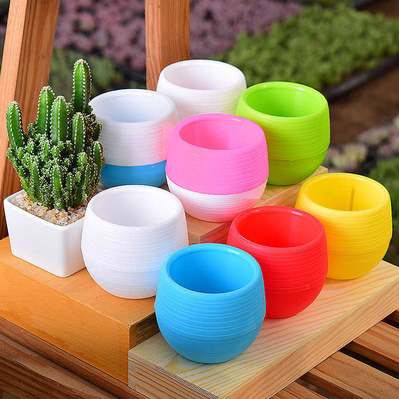 Jardinières Pots Mini PP Pot De Fleurs En Plastique Résine Multicolore Mignon Belle Plante Herbe Petit Arbre Plantation Style Moderne Maison Jardin Fournitures R230620