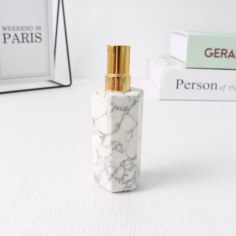 Natural Crystal Rose Quartz Empty Refillable Perfume Bottle Jade Stone Sub-bottle Travel Portable Perfume Atomizer Containers Beauty