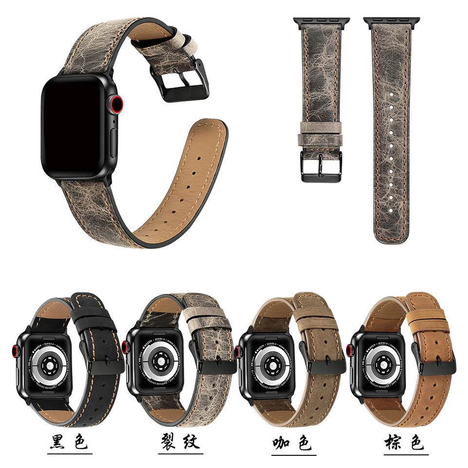 حزام جلدي أصلي للحبوب لـ Apple Watch Series 7 6 5 4 وشاهد 38 40 41 42 44 45