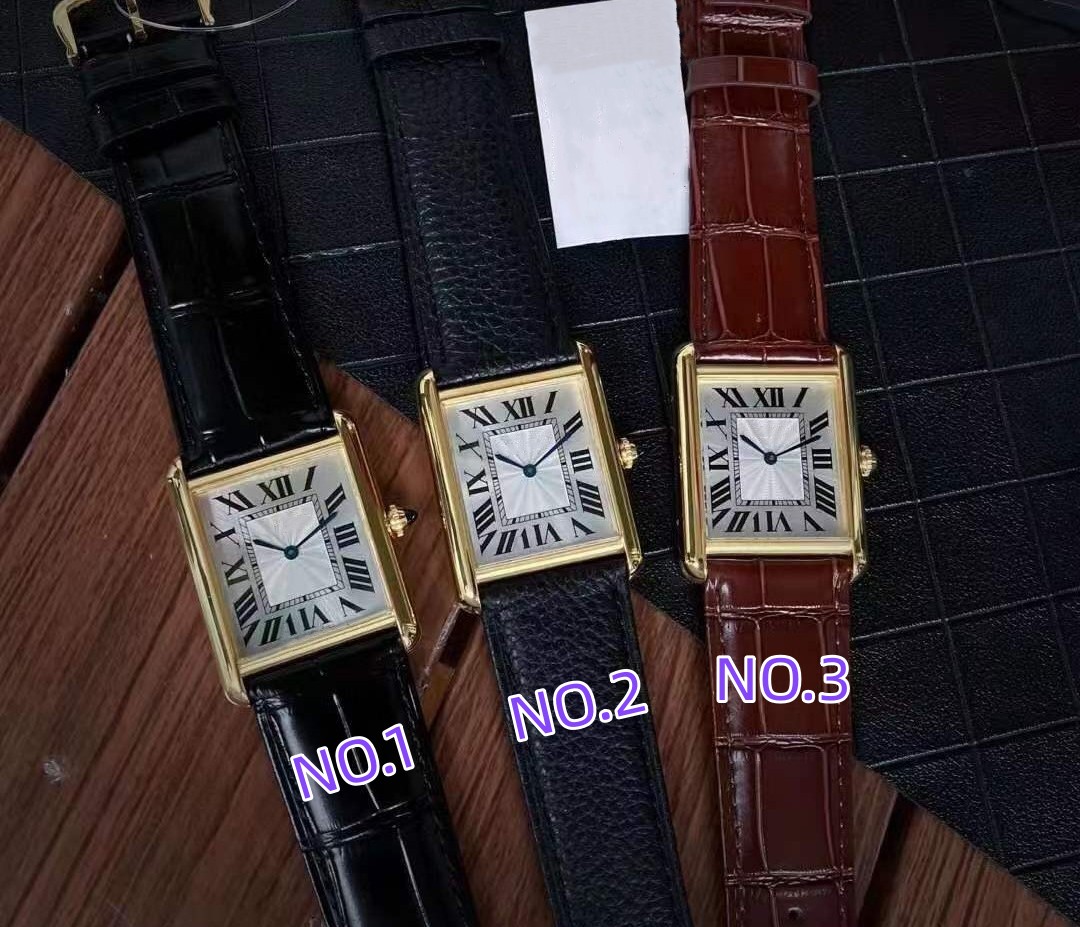 Beroemde merk saffierkwarts moet horloges dames geometrisch rechthoekig polshorloge Romeinse cijfers horloge echt lederen klok