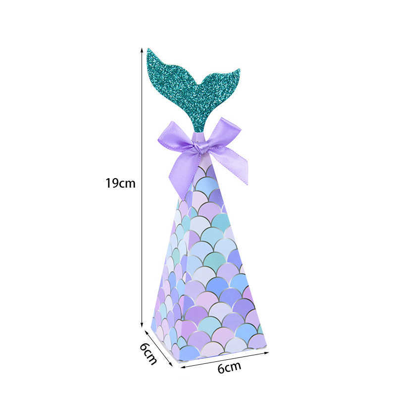 New Mermaid Tail Candy Box Little Mermaid Theme Party Chocolate Gift Packing Box Bag Kids Birthday Decor Supplies Baby Shower