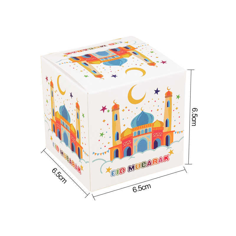 新しいEid Mubarakギフトボックスラマダンカリームキャンディークッキーパッキングボックスバッグムスリムイスラムフェスティバルパーティー装飾装置2023