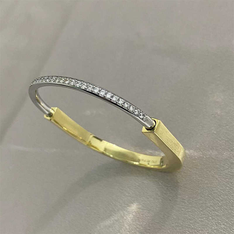 Designer Tiffays New Lock Colorful Diamond Bracelet 925 Sterling Silver 18k Rose Gold Womens Fashion