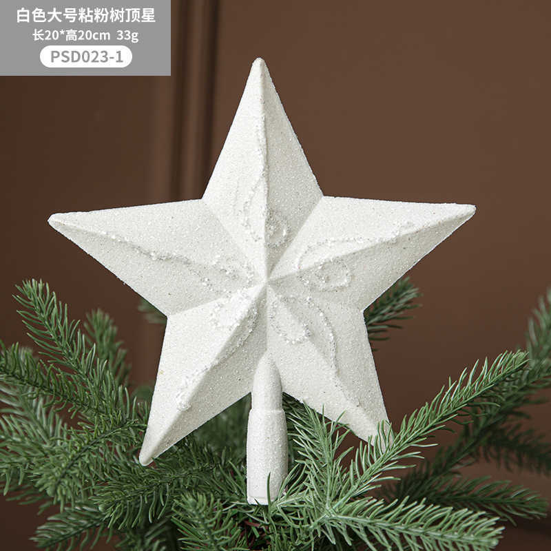 New Glitter White Christmas Tree Top Star Joyeux Noël Décorations pour la maison 2022 Nouvel An Natal Noel 2023 Ornements d'arbre de Noël