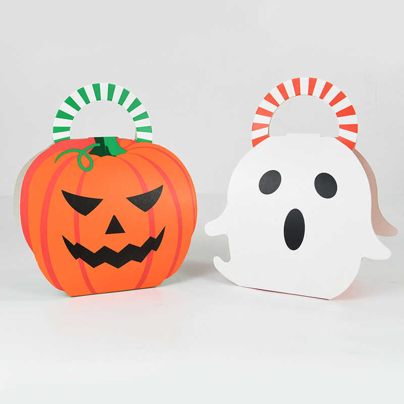 New Halloween Paper Candy Box Cartoon Pumpkin Ghost Dessert Baking Gift Packaging Box Bags Halloween Party Supplies Kids Favors