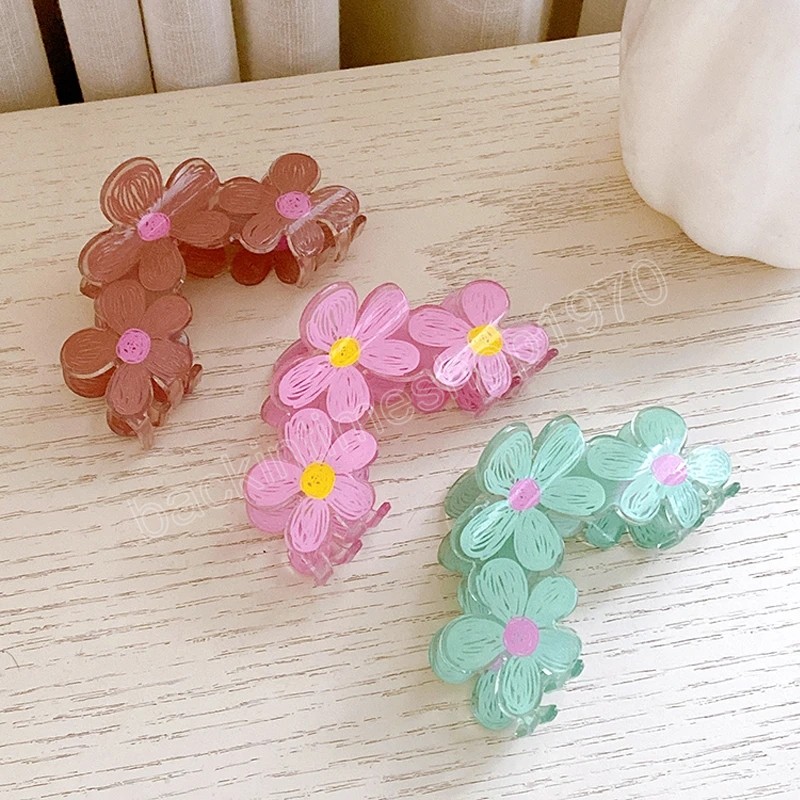 Fashion New Style Casual Big Small Beautiful Flowers Hair Claw Clips Accessories For Women Girls Acrylic Hairpins