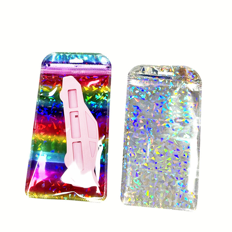 Nowe kolorowe lampy laserowe plastikowe torby Rainbow Holograficzne opakowanie ziplock do organizatora biżuterii