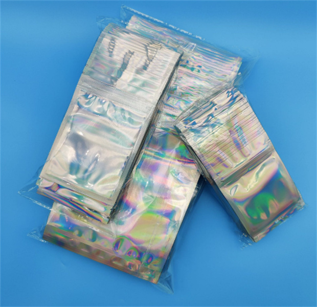 RESEALBLE 냄새 방지 가방 포일 파우치 백 평평한 ​​레이저 색상 파티를위한 포장 식품 저장 홀로그램 홀로그램 홀로그라크 컬러 JL1273
