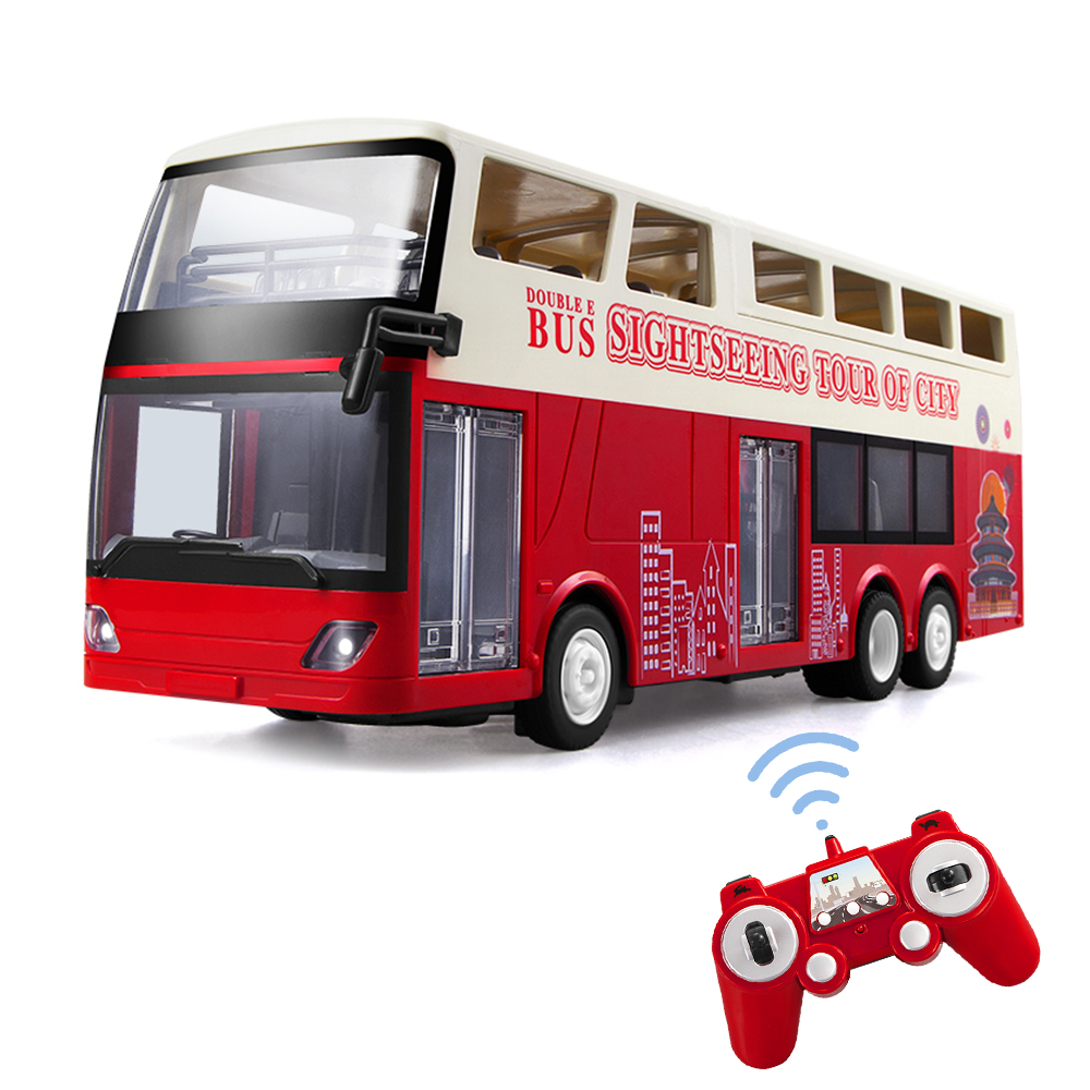 Big Double Decker RC -buss 2.4G LED -lampor Öppna dörren med ett klick på kontroll RC Tour Bus Vehicle Electronic Hobby Toys