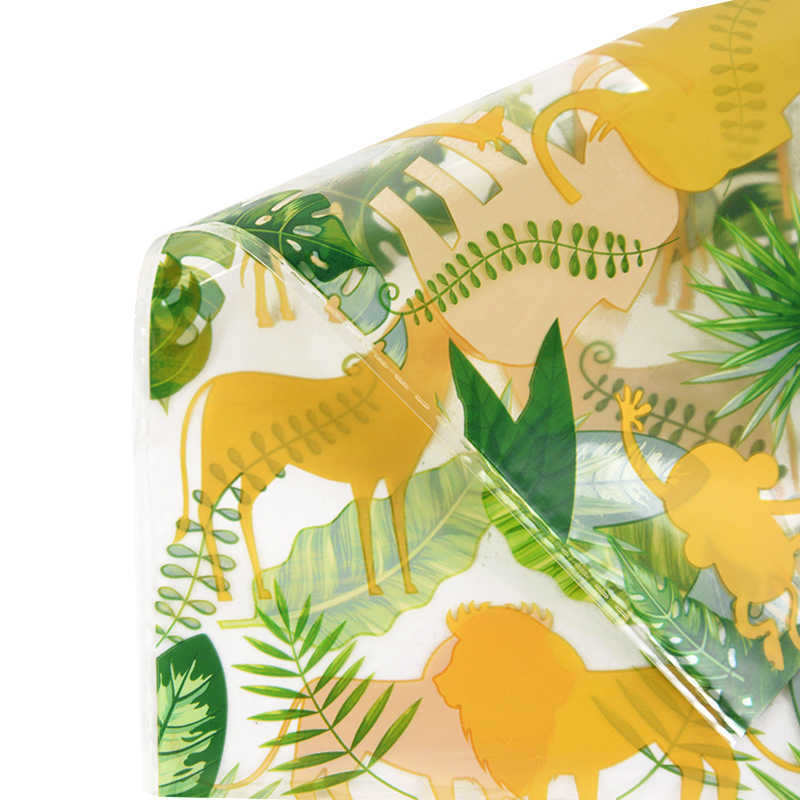 Ny 25/50st Jungle Animal Candy Cookie Bags Kids Wild One Safari Theme Dinosaur Birthday Party Gift Packaging väska