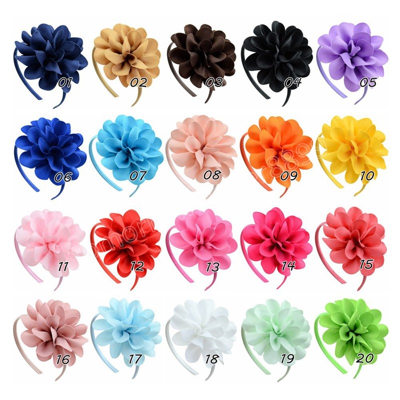 11,5 CM Bebê Meninas Cor Sólida Flor Arco de Cabelo Bonito Feito à Mão Dobrado Floral Faixa de Cabelo Elástica Infantil Acessórios Fotográficos