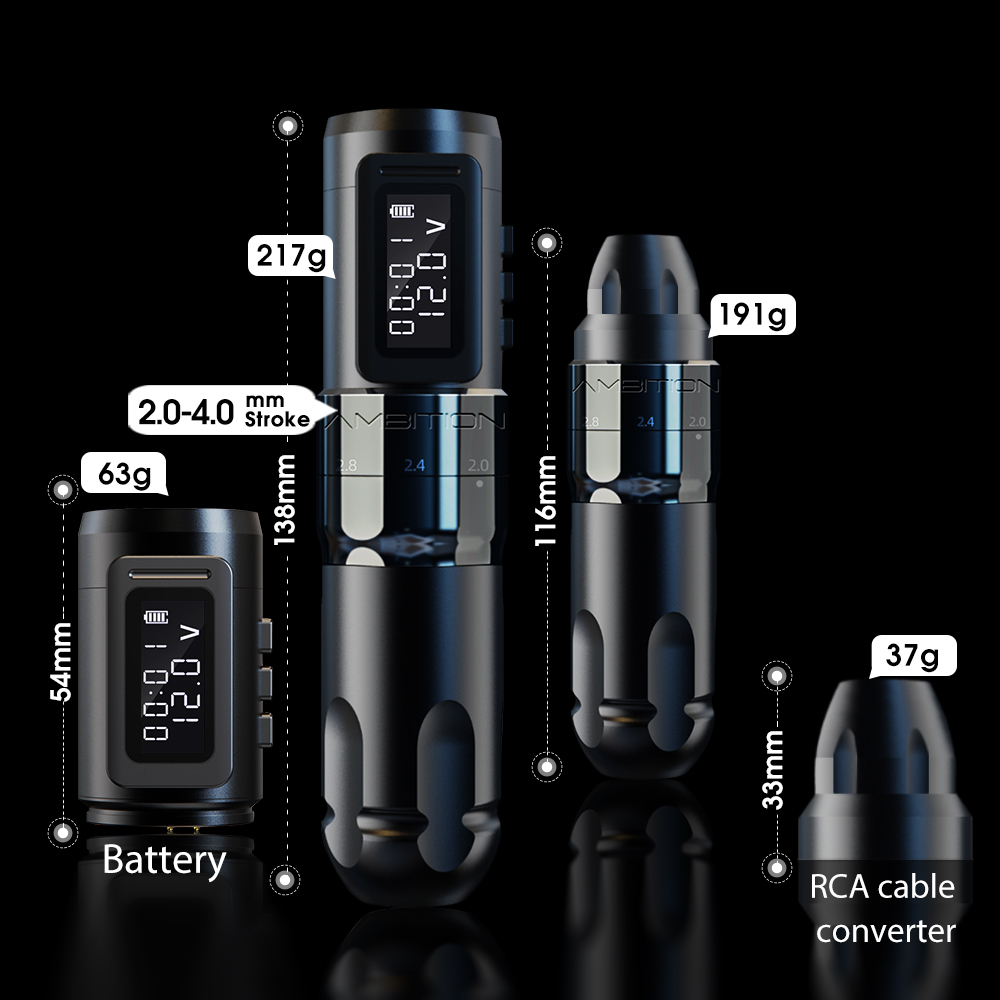 ТАТТА МАШИНА АММАЦИОНА МАРС-У Профессиональная беспроводная татуировка на регулируемом штуке 2-4-мм картридж 1800 мАч.