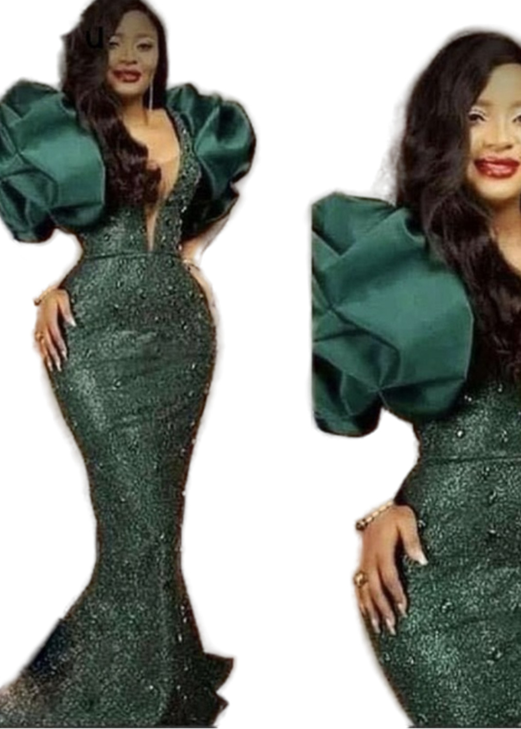 2023 ASO EBI DARK GREEN MERMAID PROMドレススパンコールレースイブニングパーティーセカンドレセプションブライドメイイドエンゲージメントガウンドレスローブDE SOIREE ZJ451