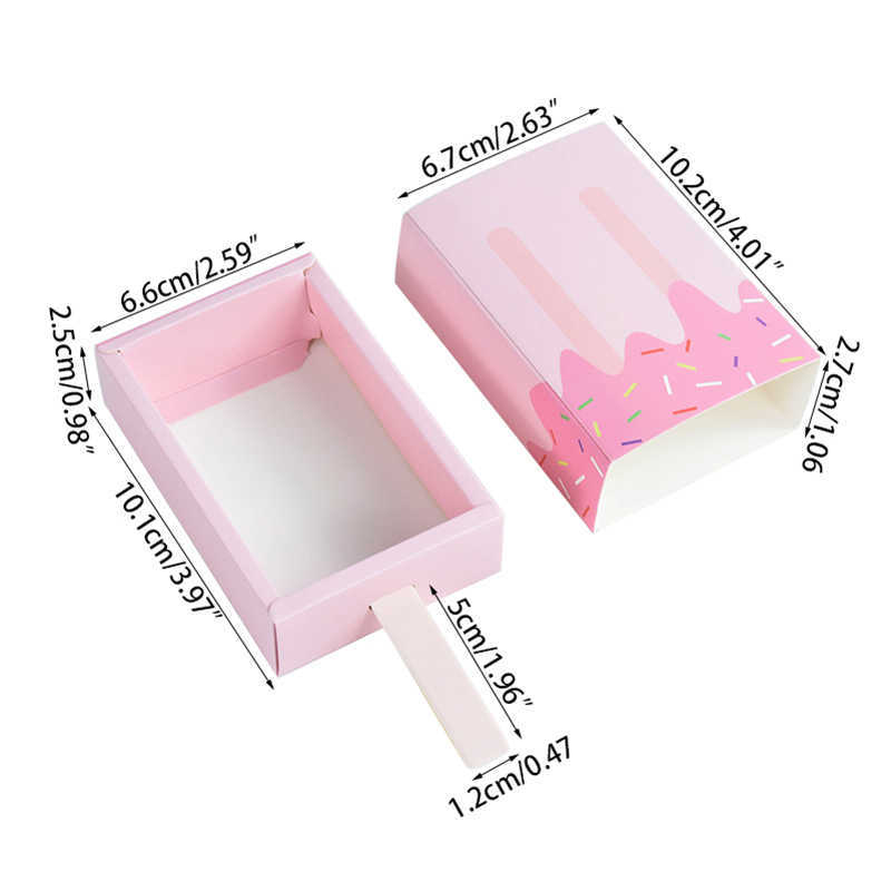 New Ice Cream Candy Box Cookie Treat Gift Box for Guest Kids Birthday Party Baby Shower Decoration Summer Wedding Supplies