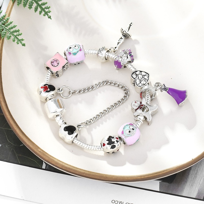 Argent sterling 925 cristal rose perles de verre de Murano pain d'épice homme canard perles de charme européen princesse Dangle s'adapte aux bracelets de charme Pandora collier