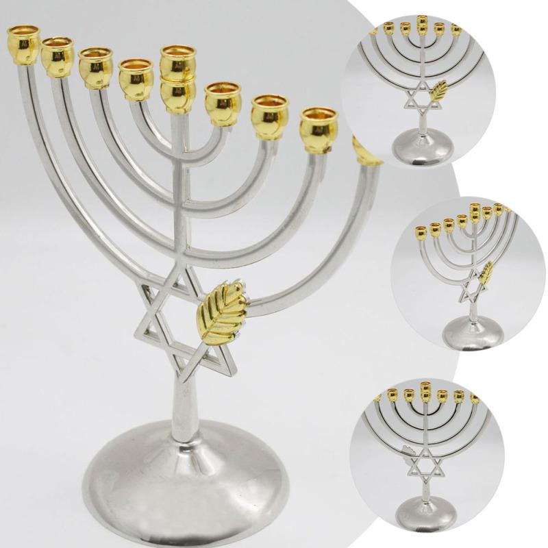 ホルダーHanukkah Candlestick Jewish Menorah Metalholders Stand Branch Desktop Table Candelabra Chanukah Base Festival Decoration