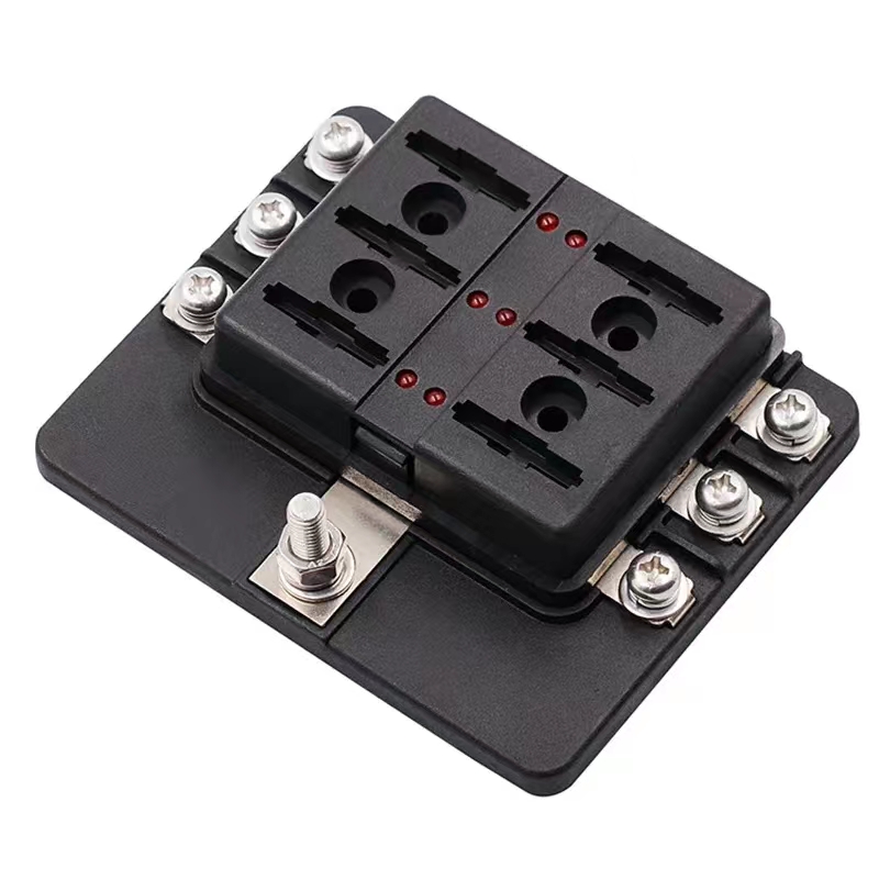 12V 24V bil marinbåt 6 vägs blad säkringslåda terminal block auto track säkring hållare lådan kabeldragning strömkontakt switch med LED varningslampa