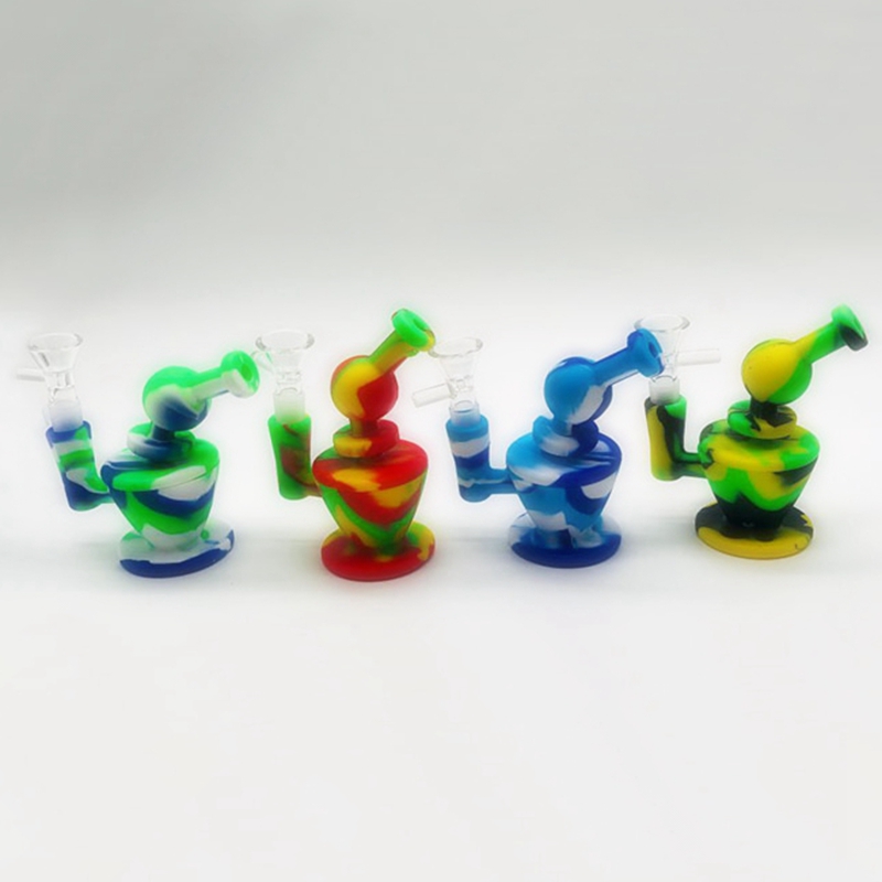 Coloré Silicone Mini Bong Pipes Kit Portable Boule Style Amovible Facile À Nettoyer Pipe À Eau Barboteur Herbe Sèche Tabac Filtre Poignée Entonnoir Bol Pipes Titulaire DHL