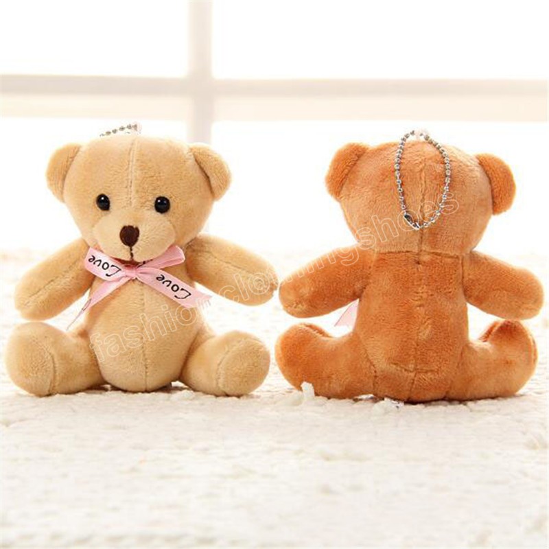 Jouets en peluche amour assis ours mignon petit pendentif Mini dessin animé noeud papillon écharpe Bouquet ours jouet unisexe saint valentin cadeau 11CM