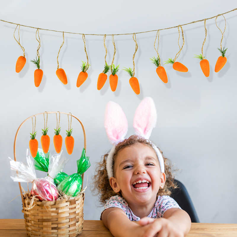 Nouveau Pâques Carotte Ornements Décorations Pour La Maison 2023 Artificielle Carotte De Pâques Arbre Suspendu Pendentif Parti Fournitures Enfants Cadeau