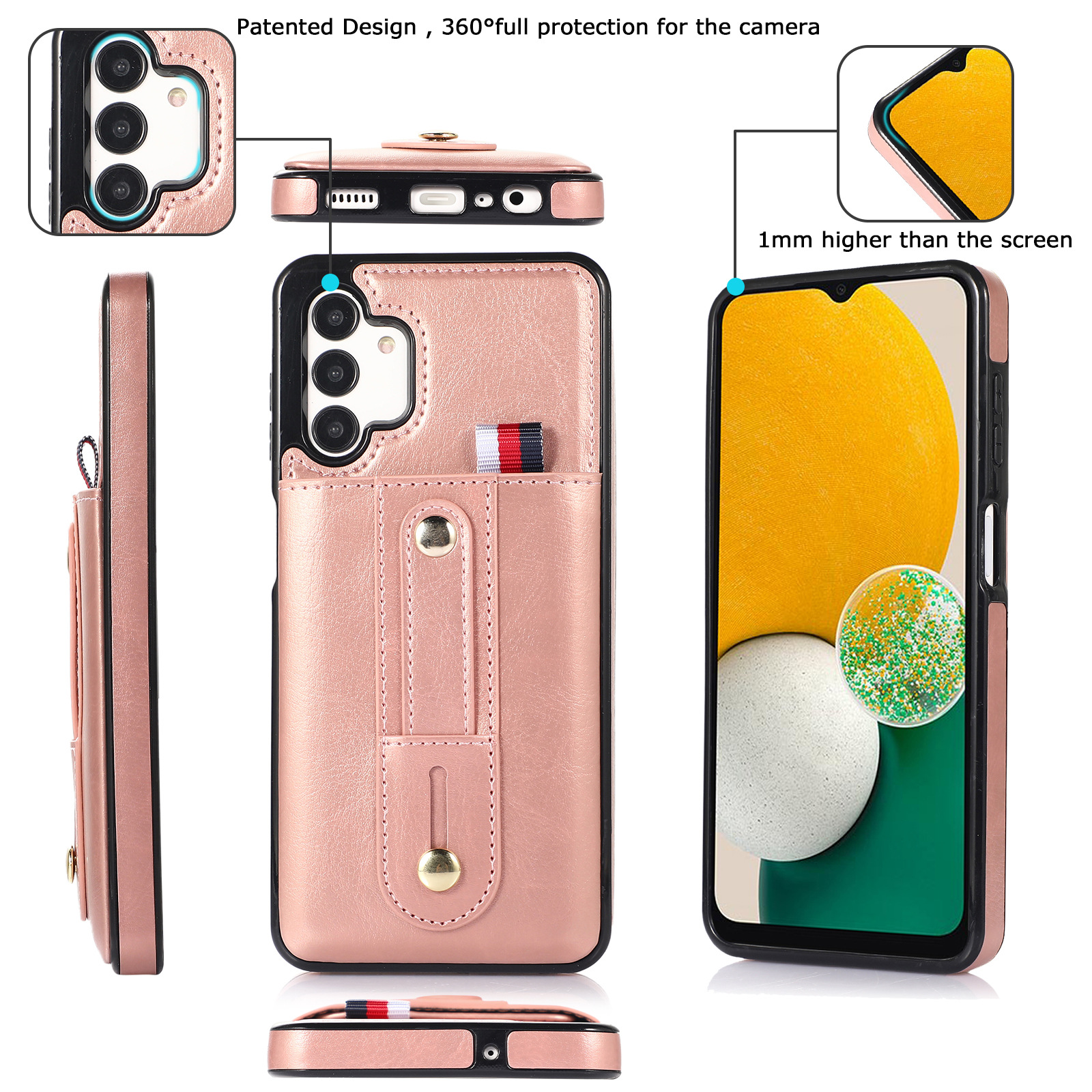 Convient pour A13 nouveau boîtier de téléphone portable boucle d'anneau créative samsungS22 étui en cuir pour téléphone portable étui de protection de carte