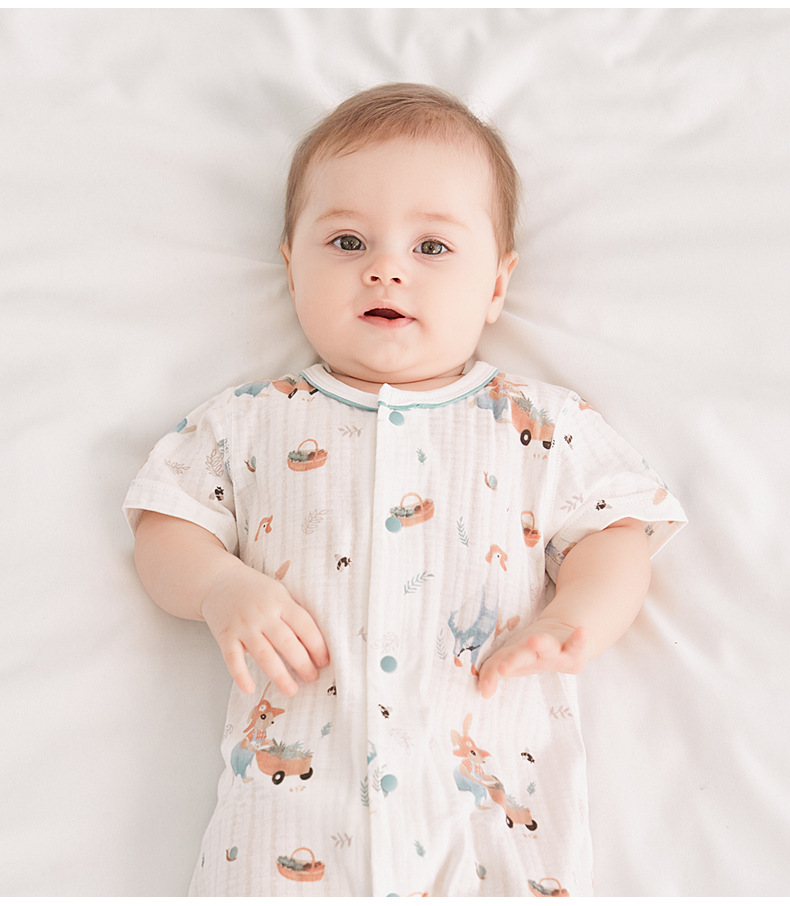 Cool Antibacterial Baby Clothes Summer Newborn Baby Onesie Short Sleeved Clothing Crawl Suit