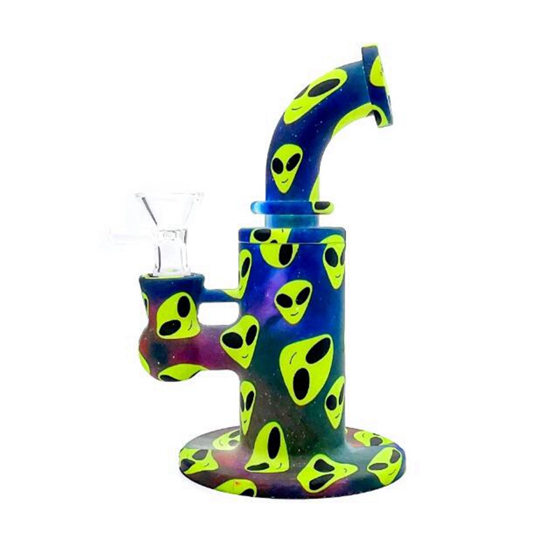 Kit de cachimbos de borbulhador de silicone mini padrões coloridos com cabo de vidro filtro funil tigela erva seca tabaco narguilé cachimbo de água narguilé shisha suporte para bongo cachimbos dhl