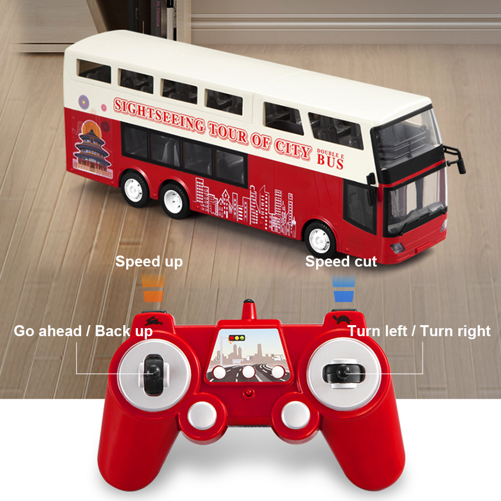 Big Double Decker rc Bus 2.4G Led Lights Open The Door With One Click Off Control rc tour bus Vehicle Electronic Hobby Toys