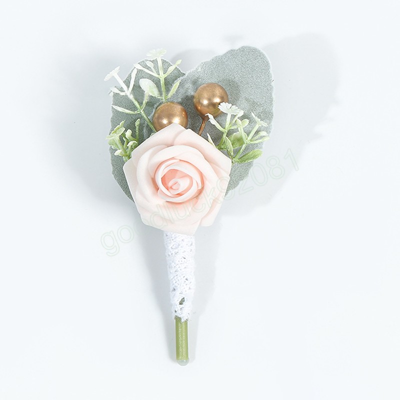 Bruiloft Corsages en Boutonnieres voor Mannen Bruidegom Zijde Rose Boutonniere Knoopsgat Kunstbloemen Boeket Corsages Broche Pins