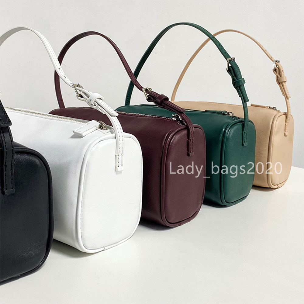 Radkudde hinkväska axillär totes mini handväska slät läder lyxiga kvinnor designer väskor platt axel rem crossbody clutch tote minimalistisk handväska