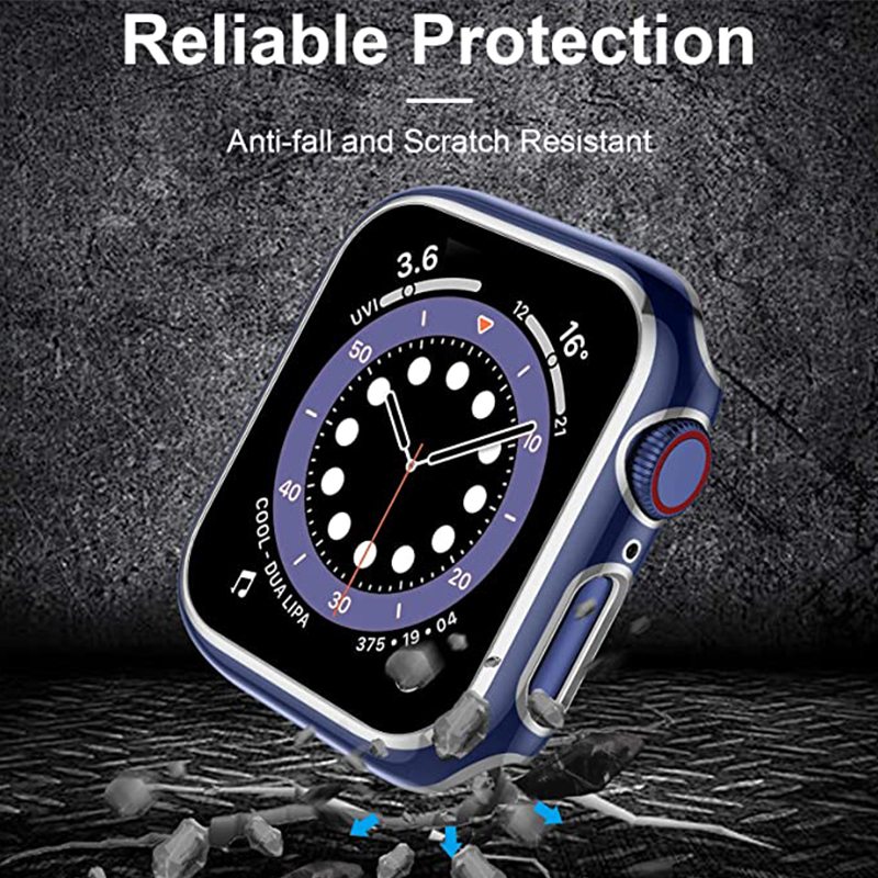 W przypadku Apple Watch 8/7/6/SE/5 Case 360 ​​Pełny ekran Protector Bumper Bumper Rama Mat Hard Cover Glass Case dla IWatch 42/44/41/45 mm