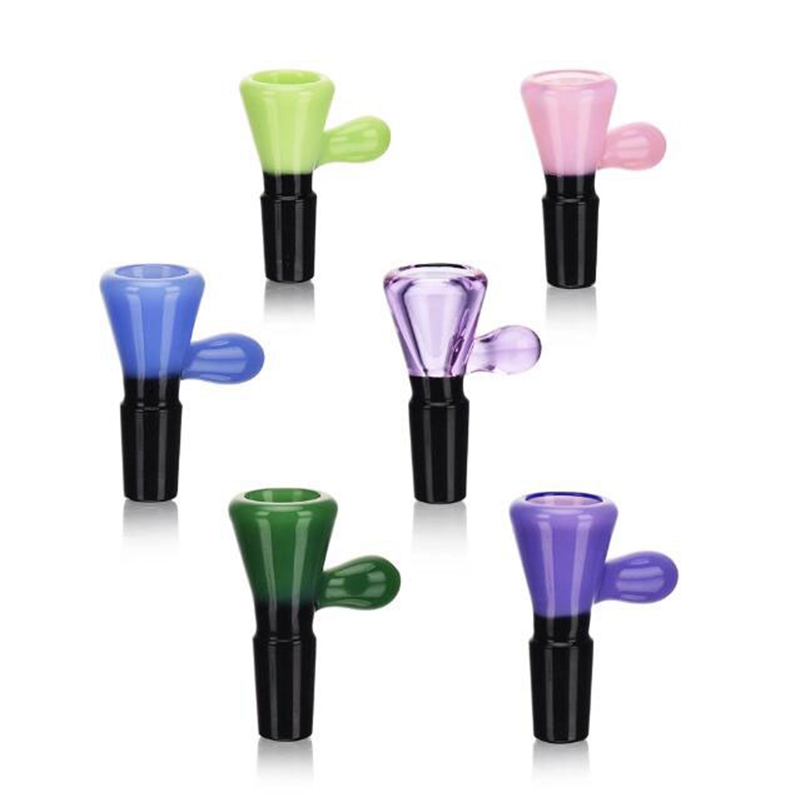 Colorful Smoking Glass 14MM 18MM Maschio Joint Herb Tobacco Filter Bowl Oil Rigs Maniglia a goccia portatile Sostituibile Bubbler Waterpipe Bong DownStem Holder DHL
