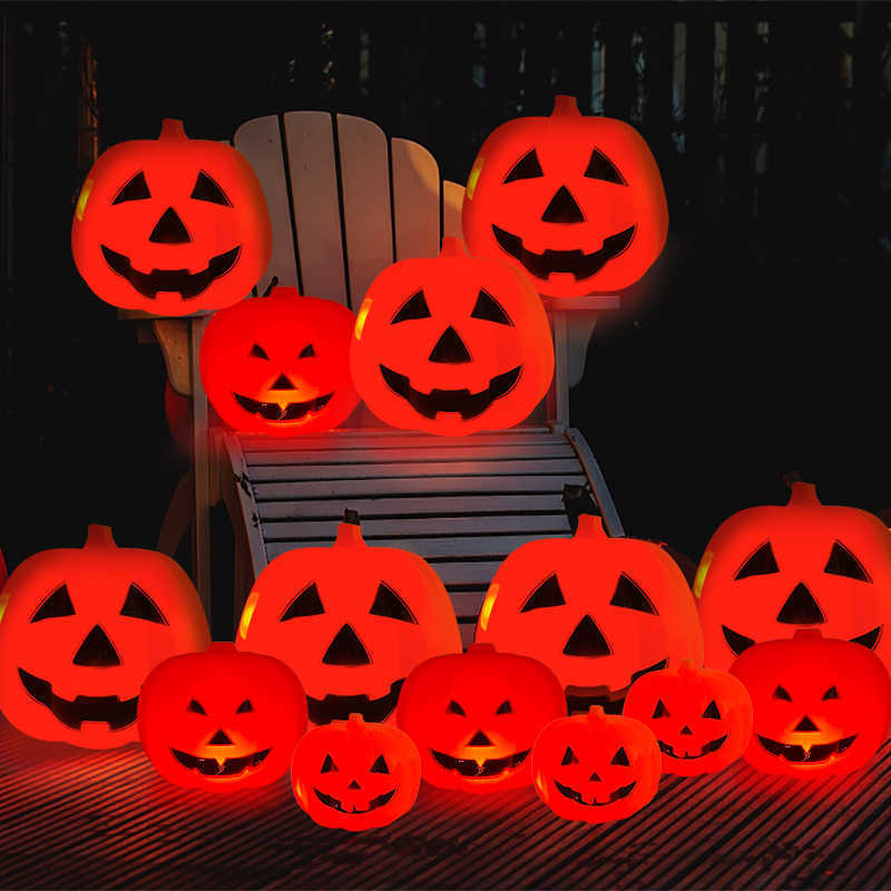 Ny Halloween Party LED Pumpkin Candle Light Plastic Pumpkin Glow Lantern Holiday Indoor Outdoor Decoration Bar Home Props Kids Toy