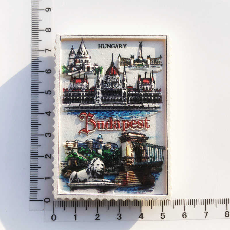 Magneti il frigo Ungheria Budapest Turismo Souvenir artigianato in resina UV stampato paesaggio adesivi magneti da frigorifero decorazione della casa L230621