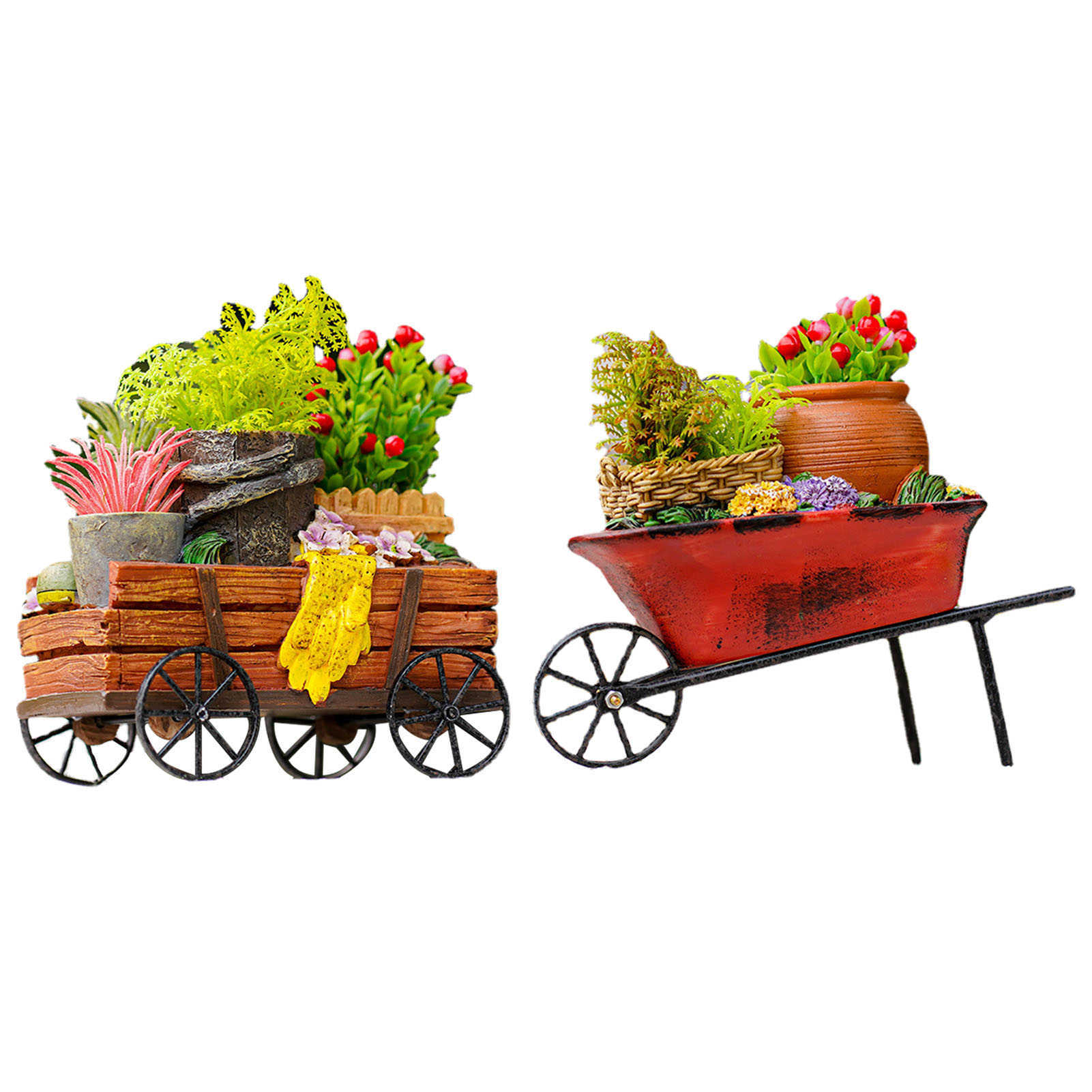 Planters Pots DIY Wooden Cart Flowerpot Fleshy Plant Pot Window Desk Garden Decoration Ornamental Wheelbarrow Planter Home Decoration Crafts R230620