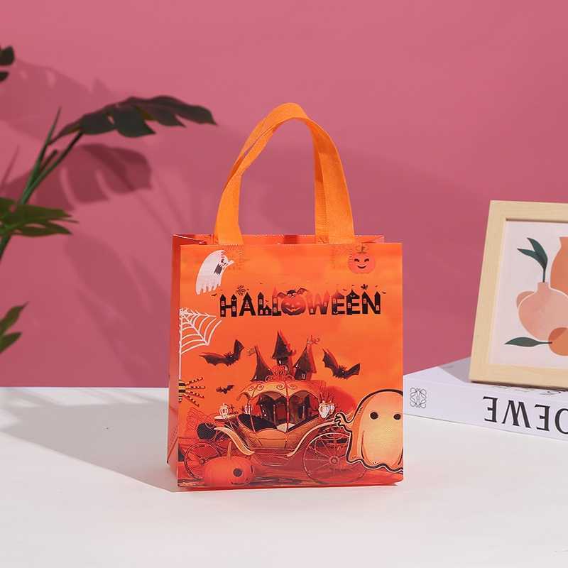 Novo 4 pçs Halloween tecido não tecido saco de presente doces abóbora fantasma biscoitos lanche sacos de embalagem crianças feliz festa de halloween decoração