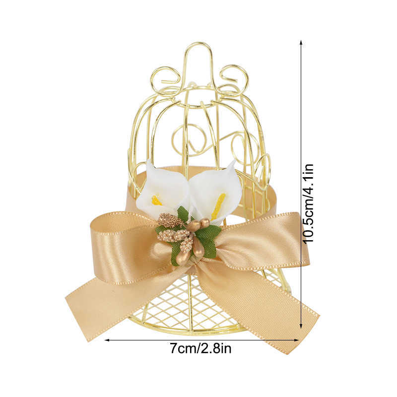 New 1/Mini Metal Gold Tinplate Bird Cage Candy Boxes Wedding Favors Gift Box for Guests Birthday Party Decoration Baby Shower