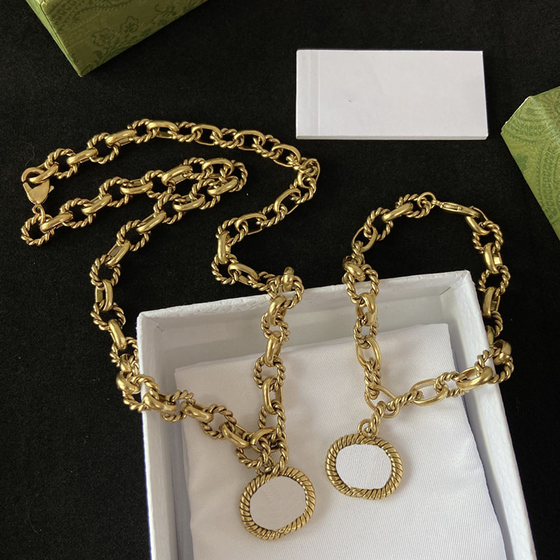 Набор женщин кулон ожерелье золотые ювелирные изделия дизайнерские браслеты классический браслет G-цепочки ожерелья колье ювелирные изделия 236193C