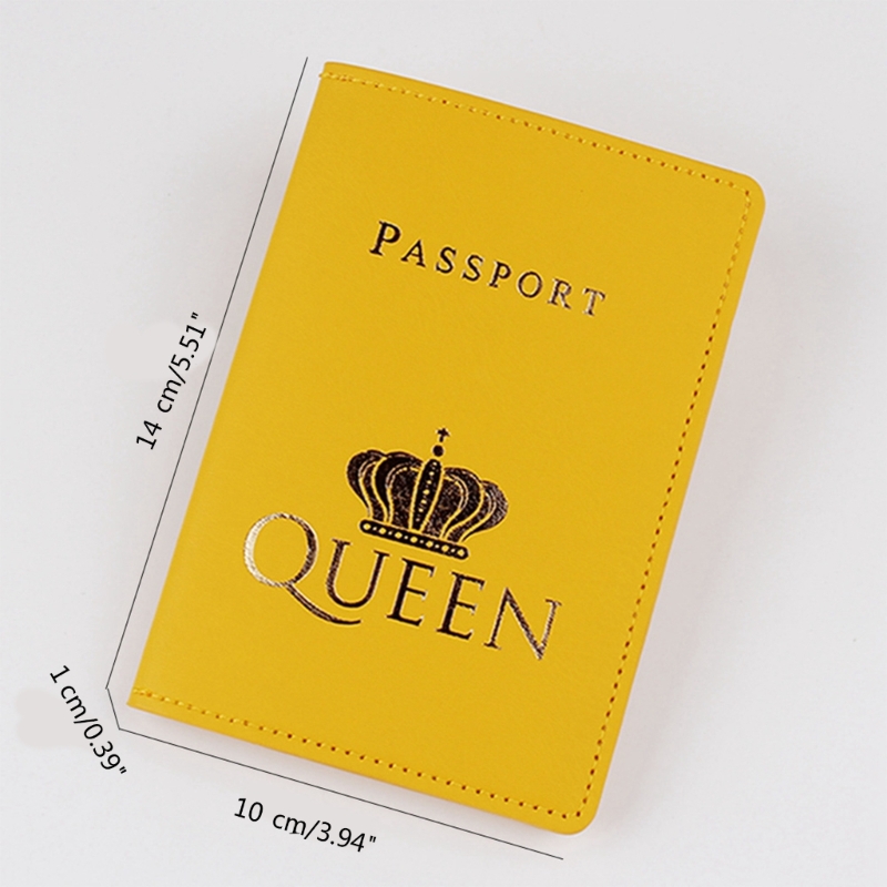 Fashion Lover Couple Passport Cover Hot Stamping Letter King & Queen Travel Passport Holder Wallet Women Men Credit Card Holder