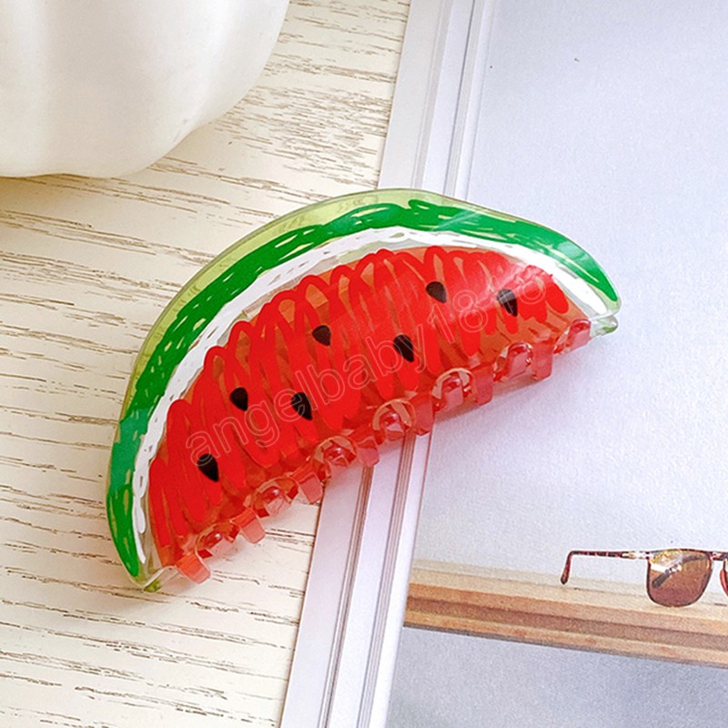 Fashion New Style Big 11cm Cute Fruit Pattern Hair Claw Clip Accessories Acrylic For Women Girls Beautiful Hairpin Headdrees