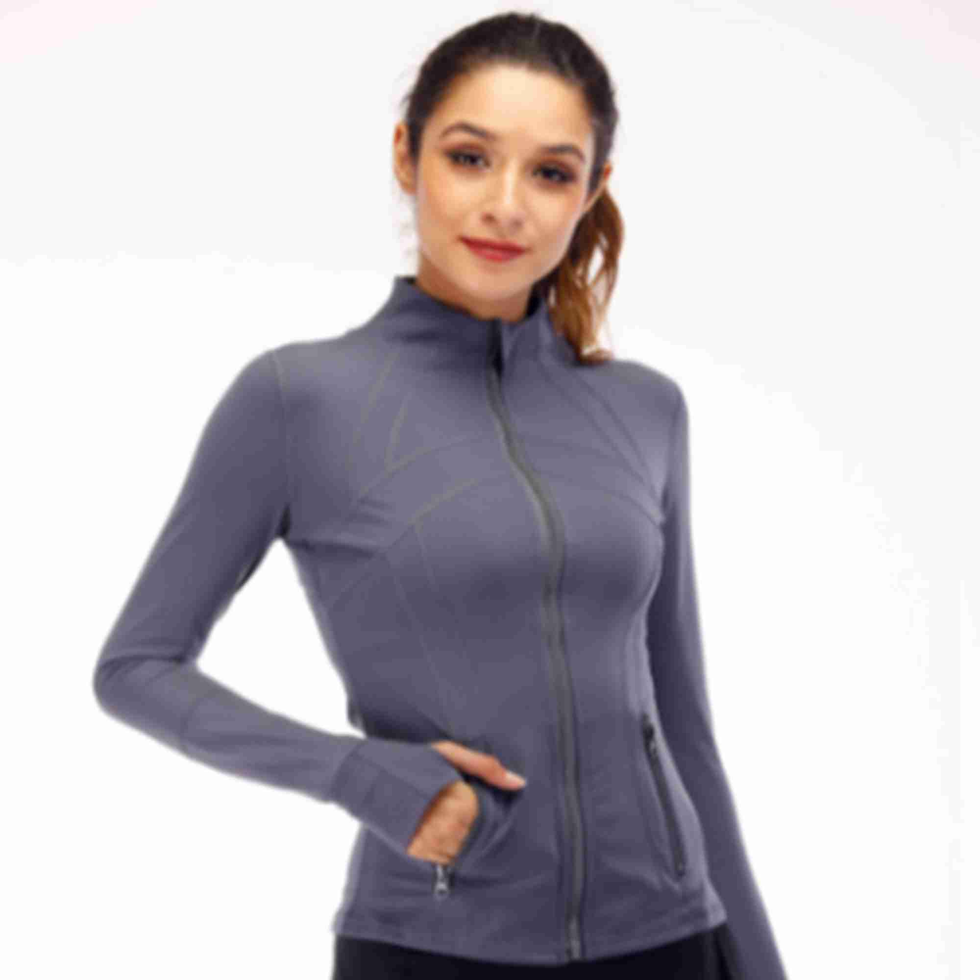 Define Giacca da Yoga Giacca Slim con Fitness Autunno Solido Cappotto da Ginnastica Traspirante Allenamento Corsa Sport Felpe con Cerniera Top Attillati lu-777 lululoemon