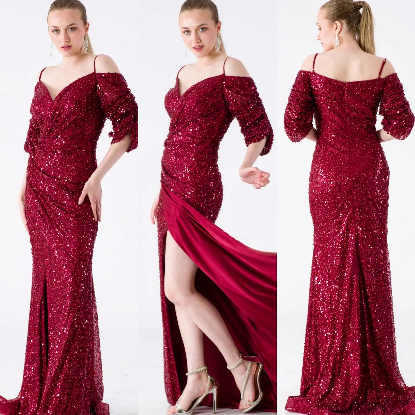 Glamoureuze zeemeermin galajurken off-shoulder lovertjes zijsplit plooien rugloze rits Hofjurk op maat gemaakte grote maten feestjurk vestido de noite